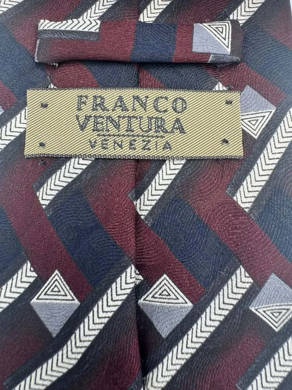 Franco Ventura Venezia Men's 100% Silk Geometric Pattern Necktie